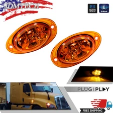 2pcs For Freightliner Cascadia Amber LED Side Marker Turn Signal Lights 5 LED