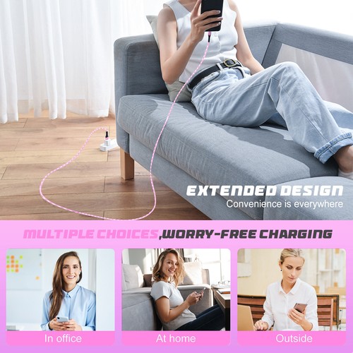 3Pack Pink Fast Charger USB C Cable for Samsung Tab A8 A7 Tablet, iPad Air Pro - Picture 4 of 8