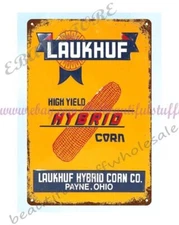 bar accessories and decor Laukhuf Hybrid seed corn ranch farmyard metal tin sign