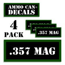 357 MAG Ammo Can 4x Labels Ammunition Case stickers decals 4 pack 3"x1.15"