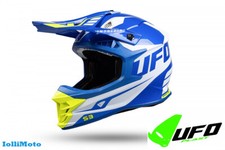 Casco Cross Ufo Intrepid per Motocross Enduro Motard Atv Blu/Bianco/Giallo Fluo