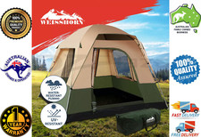 Weisshorn Family Camping Tent 4 Person Hiking Beach Tents Canvas Ripstop Green