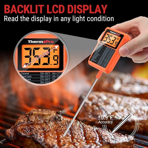 High Accuracy Cooking Thermometer with Pot Clip & Pivoting Display - 8" Probe - Picture 6 of 11