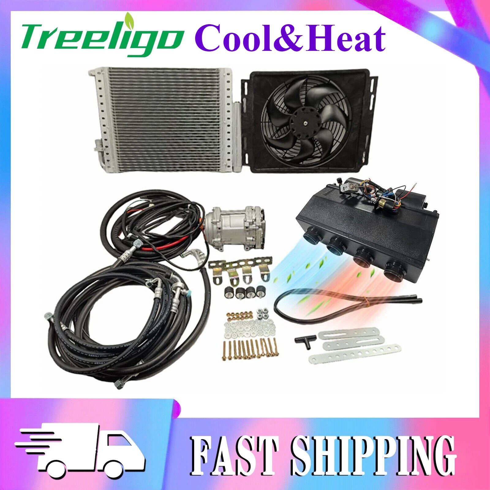 DC 12V Cool&Heat Underdash Electric Air Conditioner