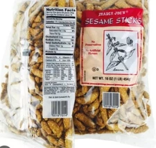 2 Packs Trader Joe's Sesame Sticks with Sesame Seeds 16 oz Each Pack