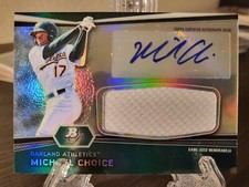 2012 Bowman Platinum Game Used Jersey Michael Choice Auto #AJR-MC Oakland A's 