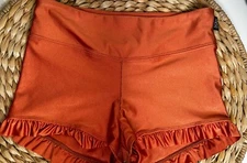 Tiger Friday Frill Ruffle Booty Shorts Adult Medium Shiny Copper Sheen Orange