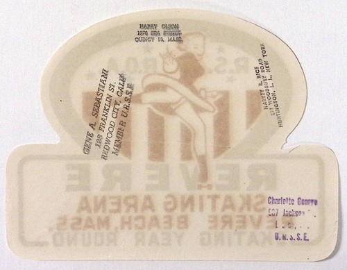 1940er Revere Skating Arena Revere Beach MA Rollschuh Etikett 7"W - Bild 2 von 2
