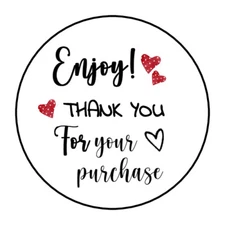 48 THANK YOU ENJOY ENVELOPE SEALS LABELS STICKERS 1.2" ROUND