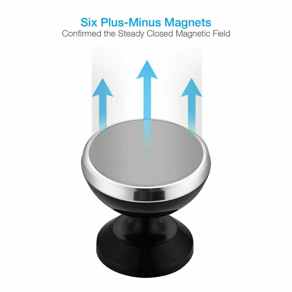 Universal 360° Magnetic Car Mount Cell Phone Holder Stand For iPhone Samsung GPS - Image 4 of 4