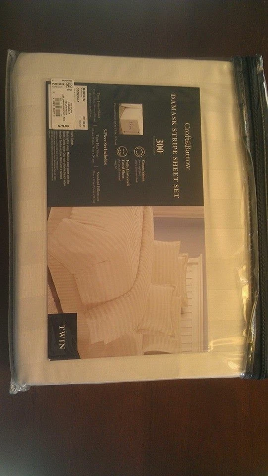 Juegos de sábanas Croft & Barrow 300TC damasco a rayas, dobles Foto 2 de 2