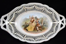 Rudolf Wachter RW Bavaria Reticulated Hand Painted Basket Bowl 11 ½” wide. 
