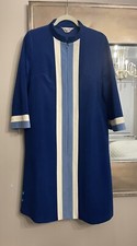 Worn Vtg 60s 70s Vanity Fair Retro Velour 1/2 Zip House Coat Nightgown Robe sz L