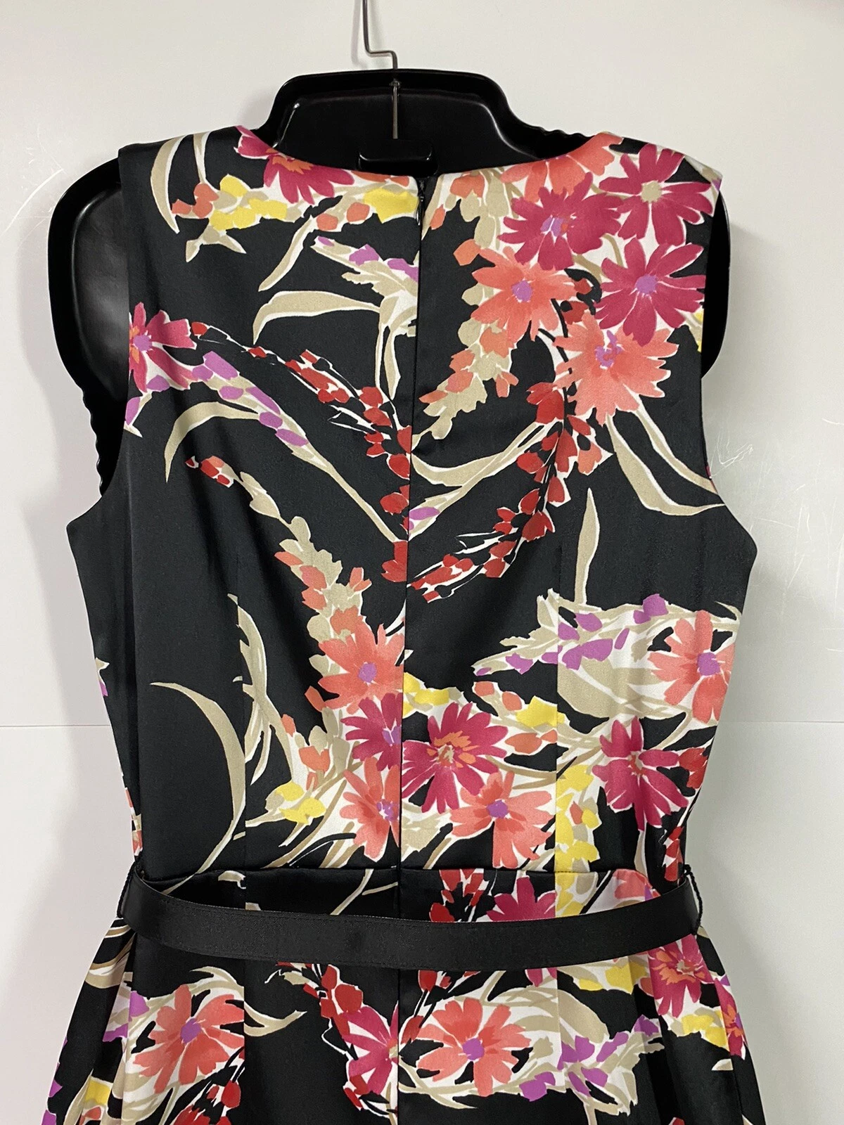 Abito donna Alyx nero rosa cintura floreale senza maniche linea A taglia 10 us intime ottimeioni