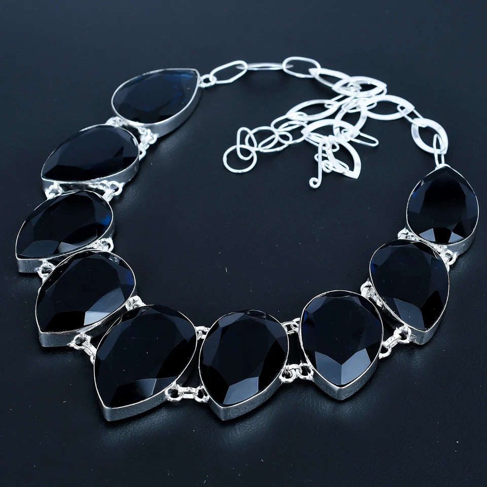 Iolite Pear Gemstone Handmade 925 Sterling Silver Jewelry Necklace 18" VJ 1038 - Image 3 of 4