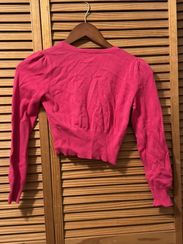 The Children's Place Girls Fuchsia Frilly Sequin Cropped Button-Up Cardigan; 7-8 - Picture 2 of 7