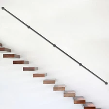 Wall Mounted Vintage Loft Stairs Handrail 14FT Industrial Pipe Wall Indoor Rails