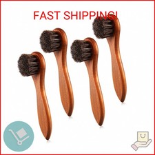 4 Pcs Horsehair Shine Shoes Brush Kit Polish Dauber Applicators Cleaning Leather