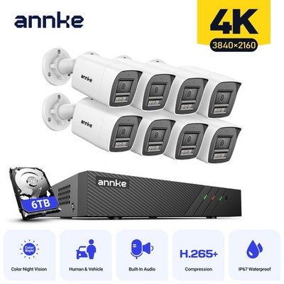 ANNKE 8CH 4K NVR 8MP Color Night POE Security Camera System Audio Recording CCTV