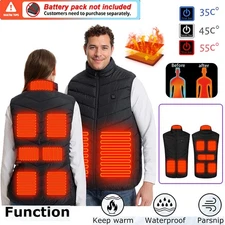 Men 9-zone Electric Heating Vest Heated Jacket USB Charging Body Warmer Clothing