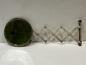 Antique Shaving Mirror -Accordion Extension Wall Mount Barber Style 7” Beveled