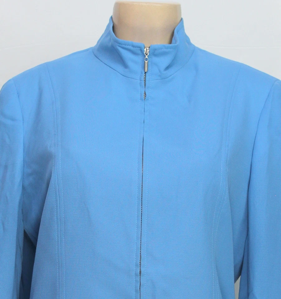 Chaqueta para mujer Evan Picone cremallera completa manga larga azul talla 12 Foto 2 de 4