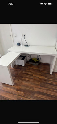 IKEA MALM Schreibtisch ausziehbar mit Ausziehplatte weiß 151x65x73 cm