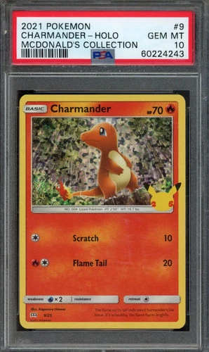 Charmander 2021 Pokemon McDonald's Collection 9/25 PSA 10 Gem Mint Holo RARE!
