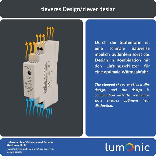 Netzteil Hutschiene BDR-15-15 15V 15W Input 100-240VAC Überlastschutz & kurzschl - Picture 3 of 9