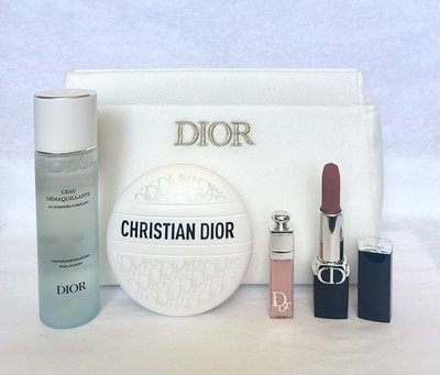 5PC DIOR Le Baume The Balm/Lip Maximizer/Rouge Dior/L'Eau Demaquillante & Pouch