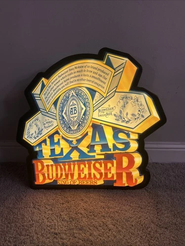 Vintage Large 25x24x6 Budweiser Beer Texas Lighted Sign 3D Graphics