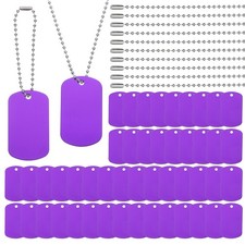 50Pcs Blank Tag Metal Stamping Tags, Rectangle Shape Engraved Tag, Purple