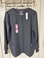 Scrubstar Women Fabric Stretch Snap Front Active Warm Up Jacket Gray Sz S NWT