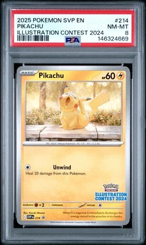 2025 POKEMON SVP EN-SV BLACK STAR PROMO ILLUSTRATION CONTEST 2024 PIKACHU PSA 8