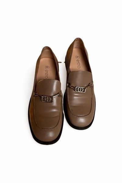 Women Loafers Beige Leather 38