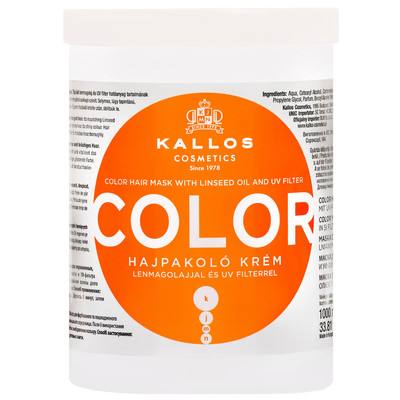Kallos Color Leinöl UV Maske 1000ml Pflegemaske, coloriertes Haar mit UV-Filter