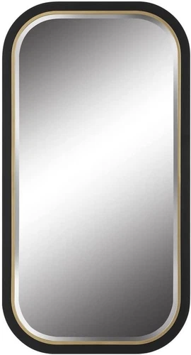 Nevaeh Contemporary Black/Gold Rectangle Metal & MDF Mirror by - Picture 2 of 3
