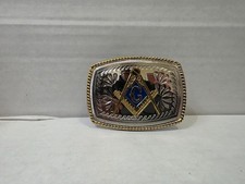 Master Mason Belt Buckle Square Compass Masonic Fraternity Gold and Silver
