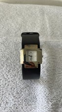 Silpada Designs Square Gold Tone Women's Watch Black Leather Band Quartz