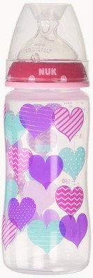 NUK Trendline 10oz Baby Bottle Silicone Medium Flow Nipple BPA Free 0+ Months