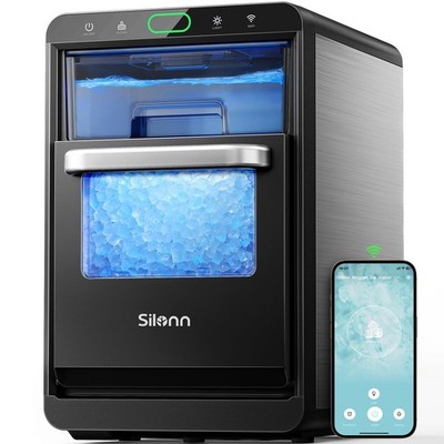 Nugget Ice Maker Countertop Silonn Smart Pebble Ice Machine Pellet 44 lbs per