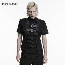 Punk Rave Black Goth Steampunk Open Structure Vest Buckle Side Lace  Up Waistcoat
