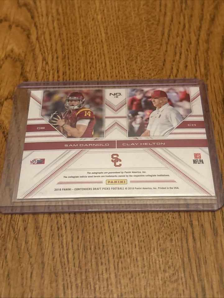 Contenders Draft Pick Sam Darnold Clay Helton 2018 doble automático hielo agrietado/23 Foto 2 de 2