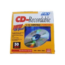 New PNY Technologies CD Recordable Boxed Spindle 12x Speed 700MB/80 Min 50-pack