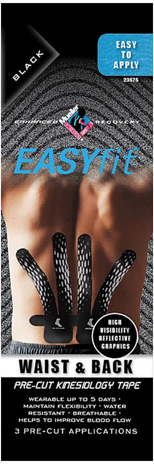 Mueller Easyfit Kinesiology Tape for Lower Back Support, Pre-Cut, Durable, Easy