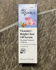 Sky Organics Vitamin C & E Bright Glow Oil Serum Rosehip & Turmeric Blends 1 oz