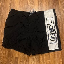 Vintage 90s Umbro Shorts Men XL Black Swim Trunks Athletic Retro Logo