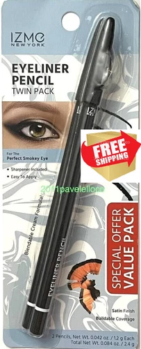 IZME New York * Eyeliner Pencil * Jet Black  Long-lasting  Twin Pack