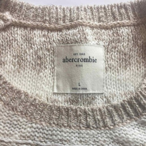 Girls Abercrombie Metallic Gold & Cream Sweater L - Picture 5 of 6