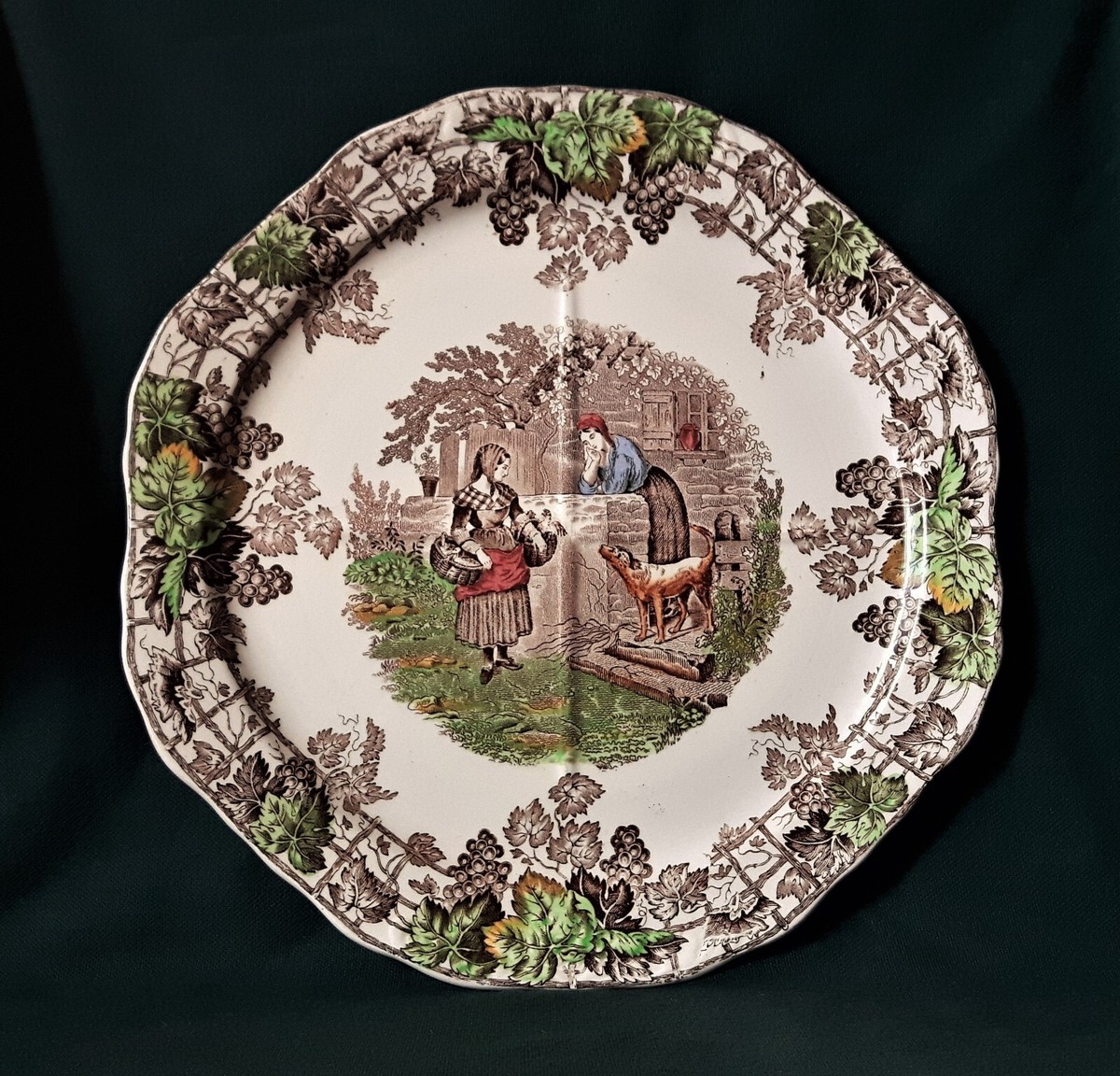 SPODE COPELAND SPODE'S BYRON SANDWICH PLATE IRONSTONE PLATTER IN BROWN AND  WHITE